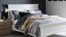 White Wooden Double Bed Frame with Mattress