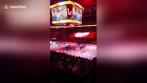 Ice hockey fans sing Canadian anthem to honour victims of Toronto van attack