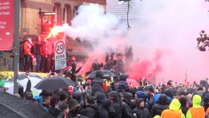 Raucous scenes greet Liverpool team bus ahead of Roma clash