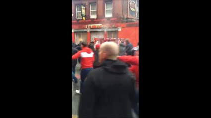 Liverpool and Roma Fans FIGHTING Near Anfield