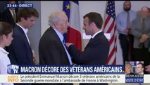 Emmanuel Macron décore trois vétérans américains de la Seconde guerre mondiale