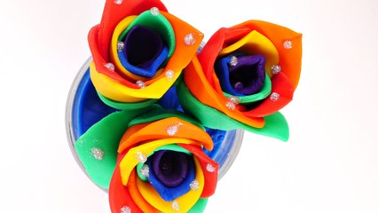 Rosas DIY  Como Hacer Rosas Arcoiris de Play Doh  Videos de Plastilina