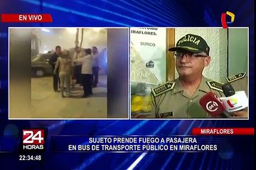 Скачать видео: Miraflores: sujeto prende fuego a mujer en bus de transporte público