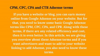 What is CPM, CPC, CPA and CTR  | Newsifier