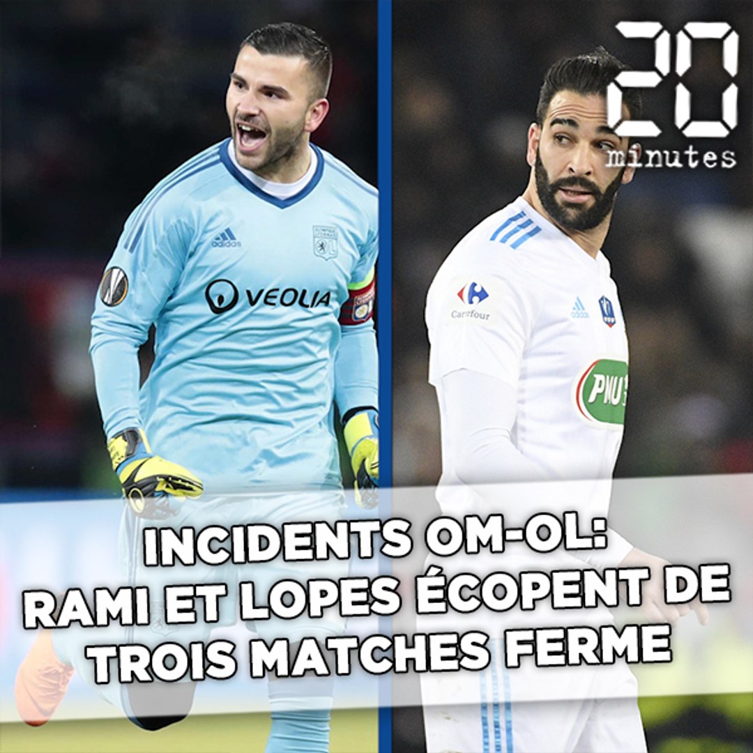 Incidents OM-OL: Rami et Lopes écopent de trois matches ferme - Vidéo  Dailymotion