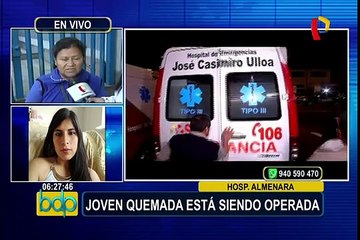 Joven quemada en bus de Miraflores está siendo operada