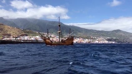 Llegada de la réplica de la nao Santa María a Santa Cruz de La Palma