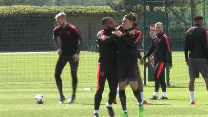 Fight or banter? Lacazette and Bellerin 'tussle' on the training ground