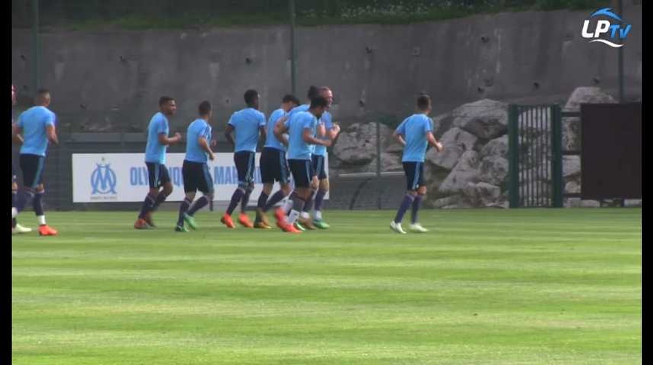A l'entraînement des Olympiens à la veille d'OM-Salzbourg
