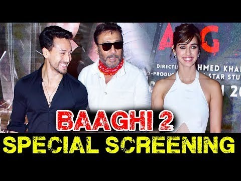 Jackie Shroff, Tiger Shroff और Disha Patani पोहचे Baaghi 2 Movie के Special Screening पर