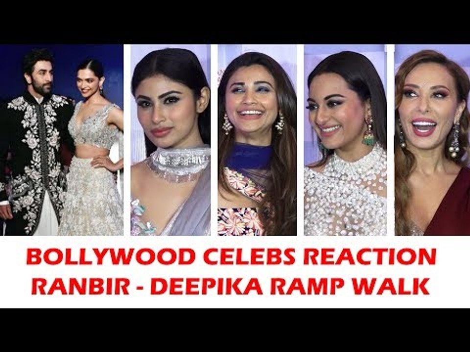 बॉलीवुड के सितारों की प्रतिक्रिया रणबीर और दीपिका के रैंप वॉक पर | मिजवान फैशन  शो  2018