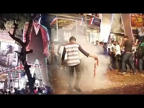 KABALI Movie Release | Fans Burst Crackers Outside Theatres To Welcome Rajnikant