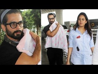 Shahid Kapoor and Mira Rajput SPOTTED with baby Misha at the Airport