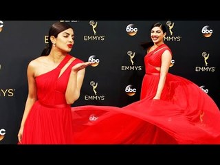 Priyanka Chopra FLAUNTS HOT RED Dress At Emmy Awards 2016