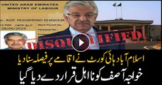 Pakistan’s Foreign Minister Khawaja Asif disqualified by Islamabad High Court