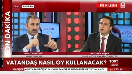 Télécharger la video: Adalet Bakanı Abdülhamit Gül: '24 Haziran'da iki tercihte bulunacağız. Tek oy pusulası olmayacak, iki oy pusulası olacak. Bir oy pusulasında cumhurbaşkanı için, ikinci oy pusulasında da partilerin unvanı olacak ve herkes kendi partisinin log