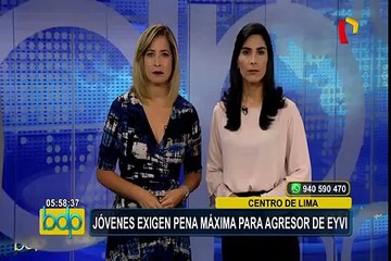 Centro de Lima: jóvenes manifestantes exigen pena máxima para agresor de Eyvi Ágreda