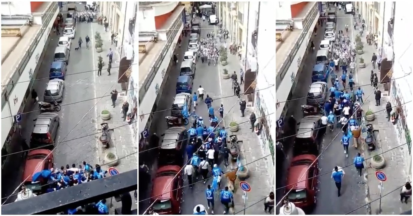 Quando adeptos da Juventus e do Nápoles se encontram frente a frente numa rua apertada
