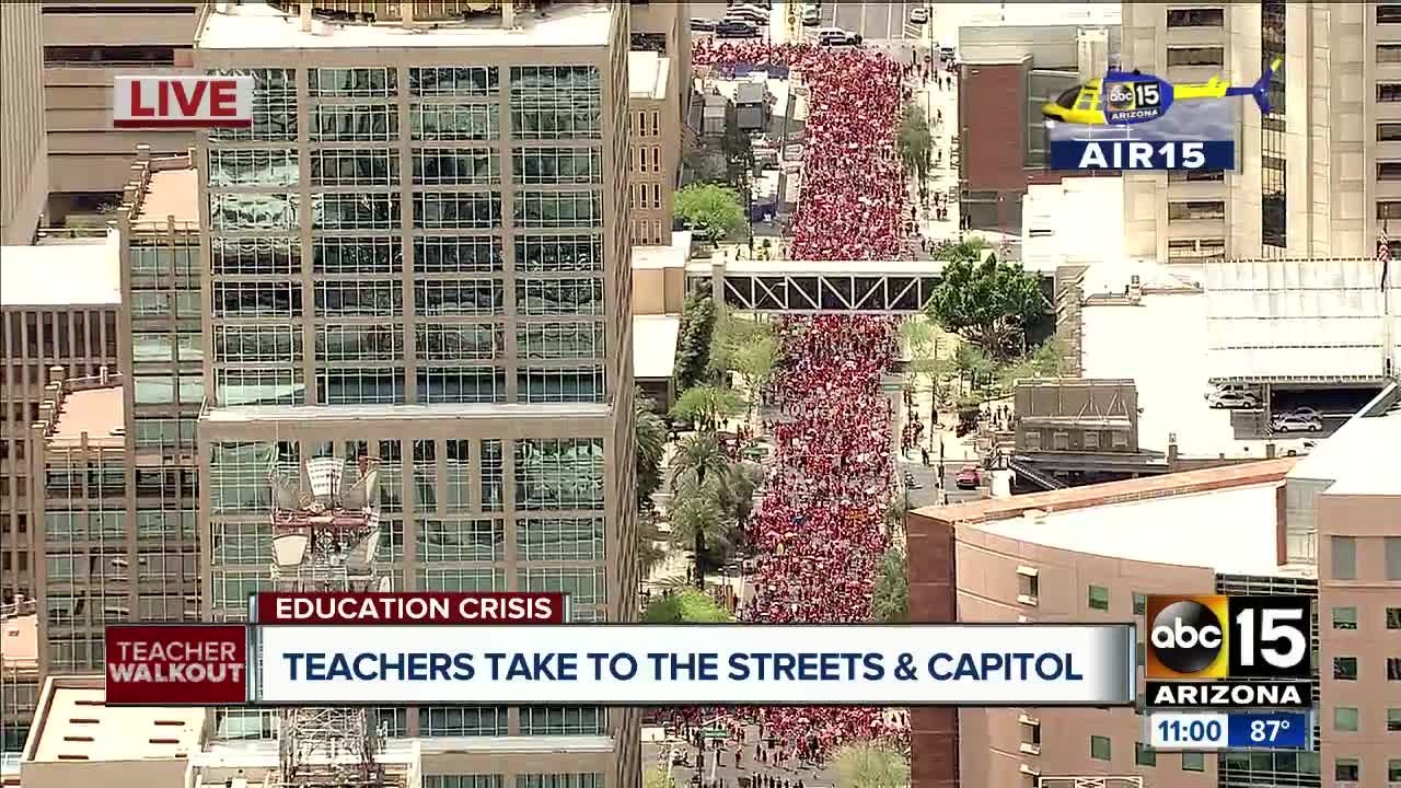 Teachers march to Arizona capitol