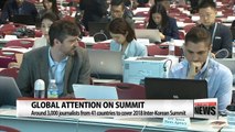 Reporters and media crews gather from around the globe to cover 2018 Inter-Korean summit