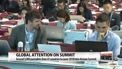 Reporters and media crews gather from around the globe to cover 2018 Inter-Korean summit