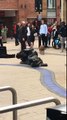Deux idiots saouls se bagarrent et se font séparer par un chien