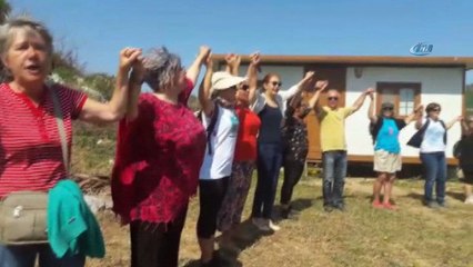 2 kez mühürlenmesine rağmen devam eden kaçak inşaata zincirli eylem