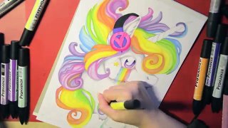 Speed Drawing Shiny Rainbow Unicorn, 2nd Version - 3 Years on YouTube!