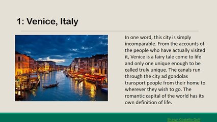 Most Beautiful Cities of World by Shawn Costello Golf