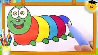 Como Dibujar Una Larva de Arco Iris | Dibujos Para Niños | Learn Draw and Color