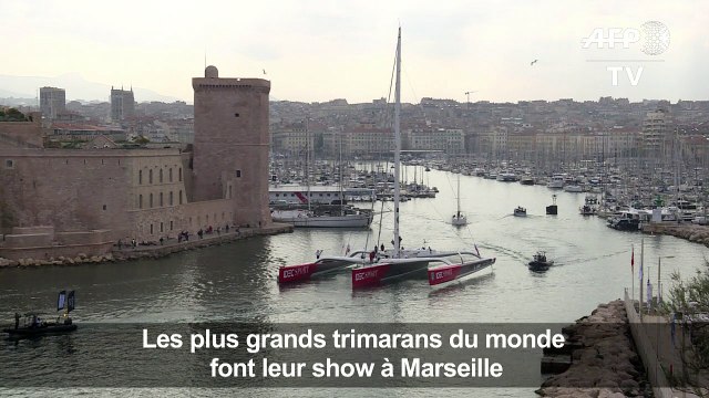 Course UltiMed: les trimarans géants quittent Marseille