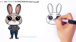 How to Draw Disney Zootopia Rabbit Judy Hopps Step by step Cute