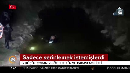 2 küçük çobanın gölette yüzme çabası acı bitti