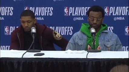 Wall, Beal #WizRaptors Game 6 Podium - 4/27/18