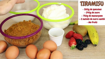 RECETTE TIRAMISU XXL SPECULOOS ET FRUITS - RECETTE FACILE ET RAPIDE •♡