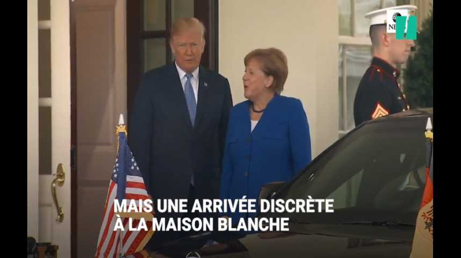 Merkel aussi a reçu une bise, mais l'accueil de Trump était très loin de  celui réservé à Macron - Vidéo Dailymotion