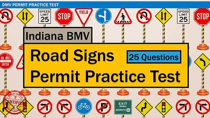 Written test for driving: Indiana BMV Road Signs Permit Price Test