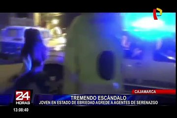 Cajamarca: joven ebria agredió a personal de serenazgo para no ser intervenida