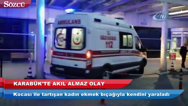 Kocasına kızdı, kendini bıçakladı