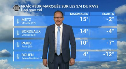Météo lundi : coup de vent et fortes pluies sur les régions du nord