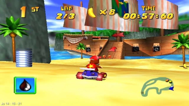 Diddy Kong Racing #31 [Silver Coin Challenge - Crescent Island] moedas no navio pirata