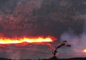 Nighttime Footage Captures Lava Lake Overflows Onto Halemaumau Crater