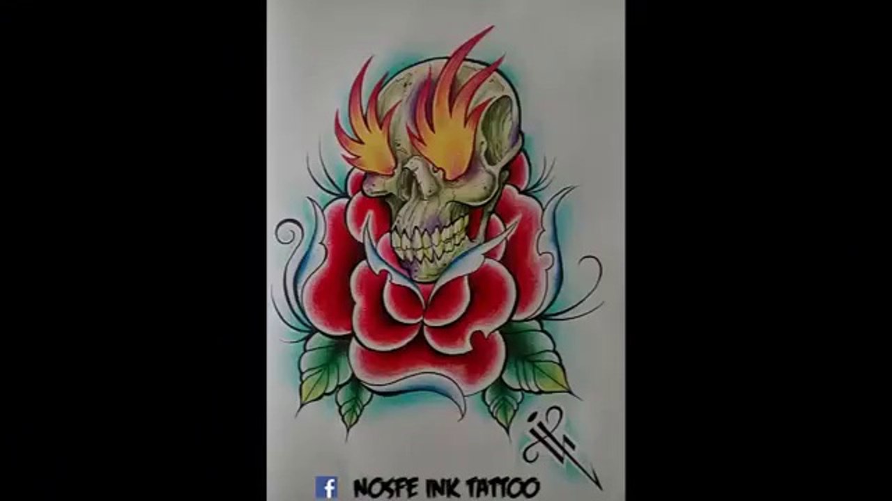 Dibujando una Rosa y Calavera - Diseño Tattoo - Nosfe Ink Tattoo