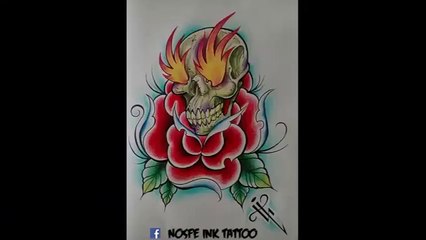 Dibujando una Rosa y Calavera - Diseño Tattoo - Nosfe Ink Tattoo