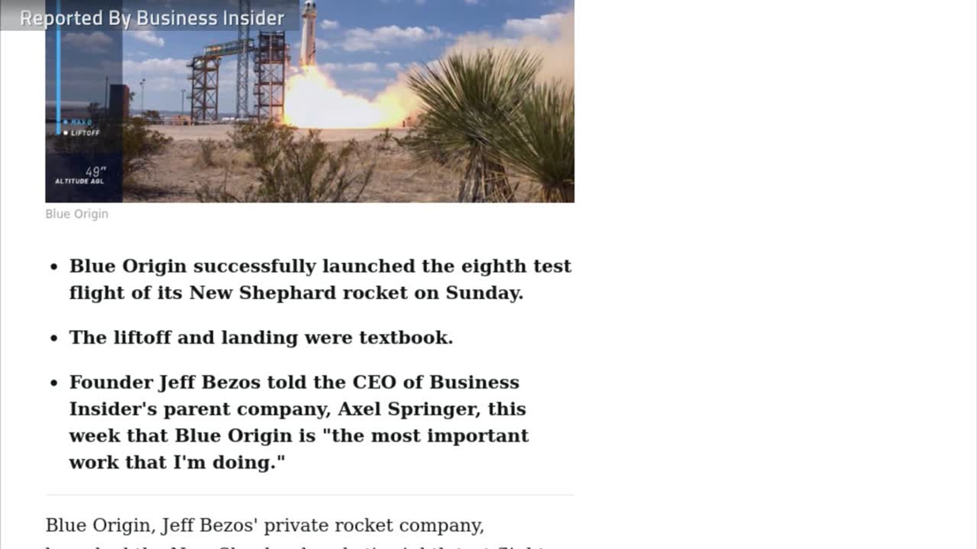 ⁣Jeff Bezos' Blue Origin rocket Successful Through Another Test Flight