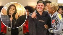 Justin Bieber parties it up with Kaia Gerber and Jaden Smith for friend's birthday in Beverly Hills.