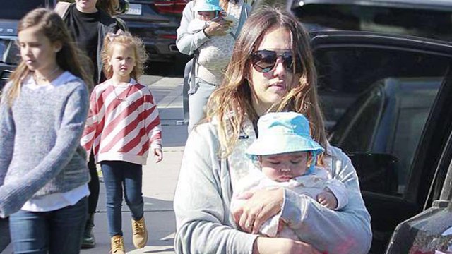 Jessica Alba proves she's a good mommy as she takes baby son to park with daughters Haven and Honor.