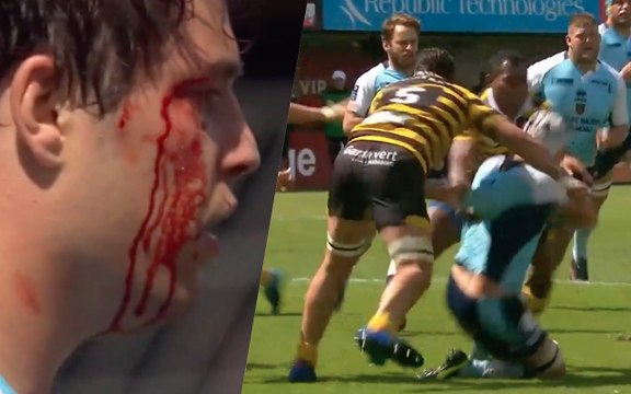 La grosse mandale de Dan Malafosse lui valant un carton rouge face à Perpignan