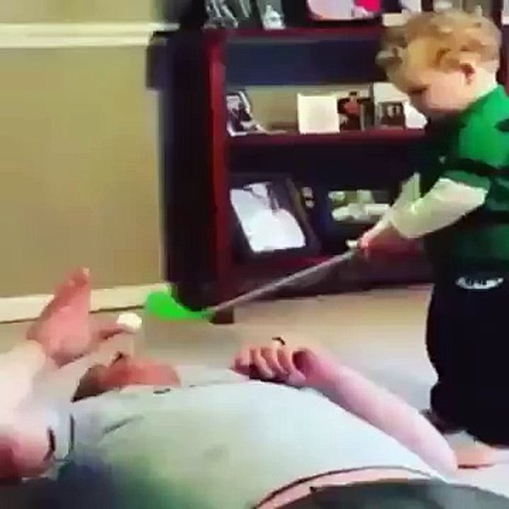 Kid exhibits great golfing skills