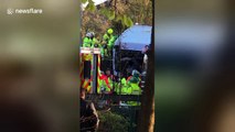 Eighteen injured, one critically, after bus mounts Glasgow embankment